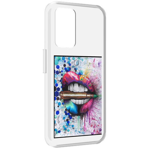 Чехол MyPads разноцветные губы с пулей для Realme GT Neo3T задняя-панель-накладка-бампер