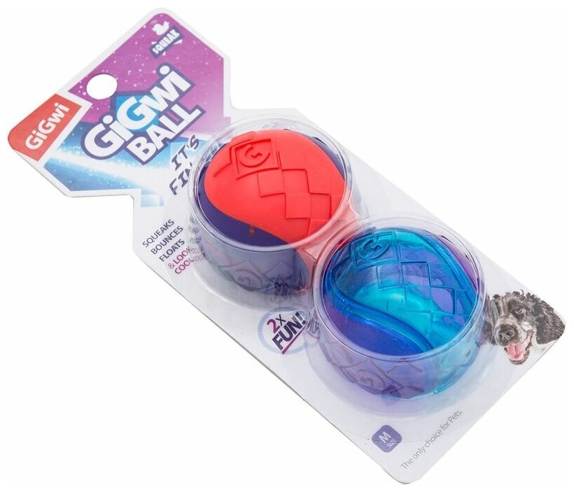 Gigwi игрушка для собак Два мяча с пищалкой 6см, серия GiGwi BALL