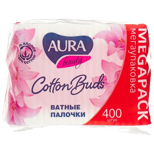фото Ватные палочки Aura Beauty Cotton buds 400 шт. пакет
