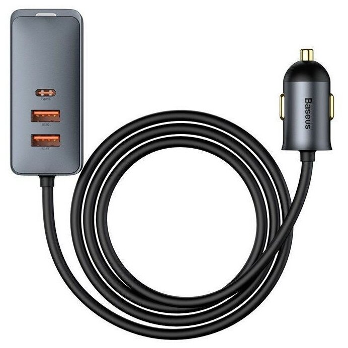 Автомобильное зарядное устройство BASEUS Share Together, USB + разветвитель 3*USB+USB-C, 5A, серый