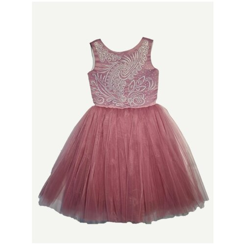 Школьное платье, размер 146, розовый, мультиколор