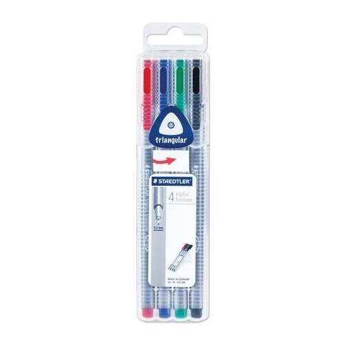 Staedtler Набор капиллярных ручек Triplus трехгранные, 0.3 мм (334SB4), 4 шт.