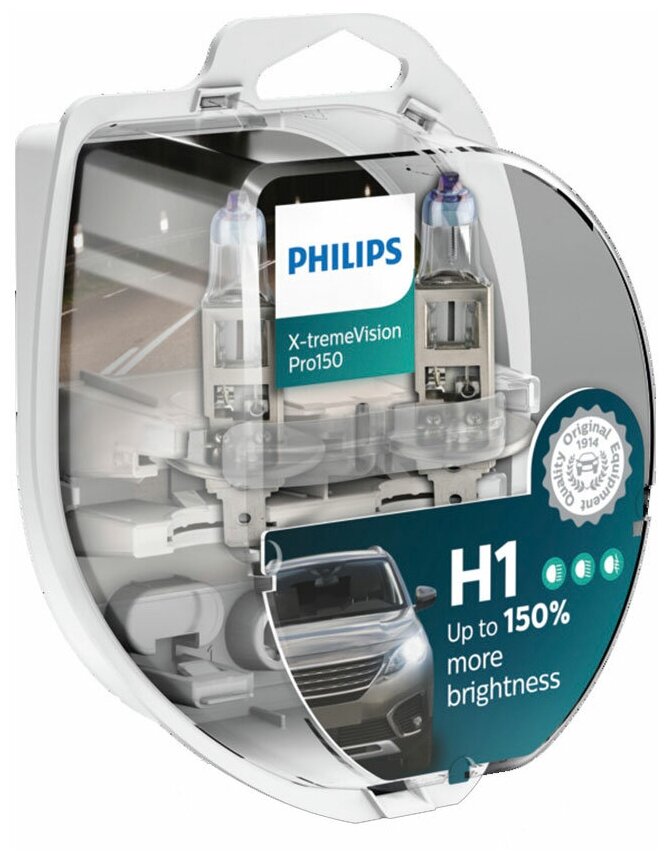 Лампа автомобильная галогенная Philips X-Treme Vision 12258XVPS2 H1 12V 55W P14,5s 2 шт.