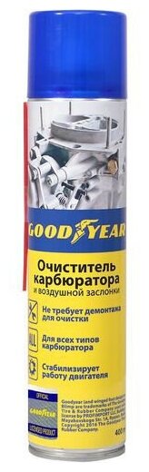 Очиститель карбюратора и воздушной заслонки GOODYEAR, аэрозоль 400 мл (GY000705)