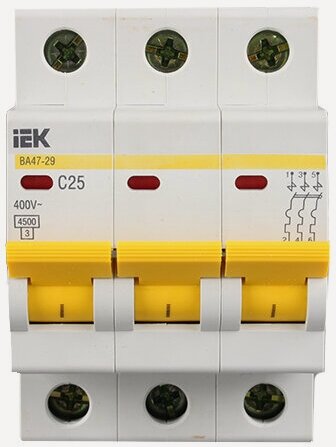 Изображение товара Выключатель автоматический IEK 25А трехполюсной ВА47-29-25А