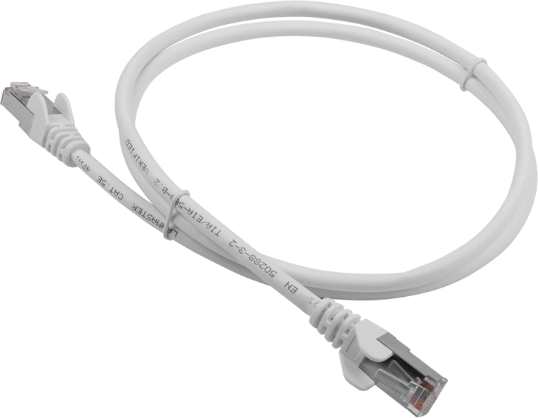 Патч-корд RJ45 - RJ45, 4 пары, FTP, категория 5е, 5 м, белый, LSZH, LANMASTER LAN-PC45/S5E-5.0-WH - фото №1