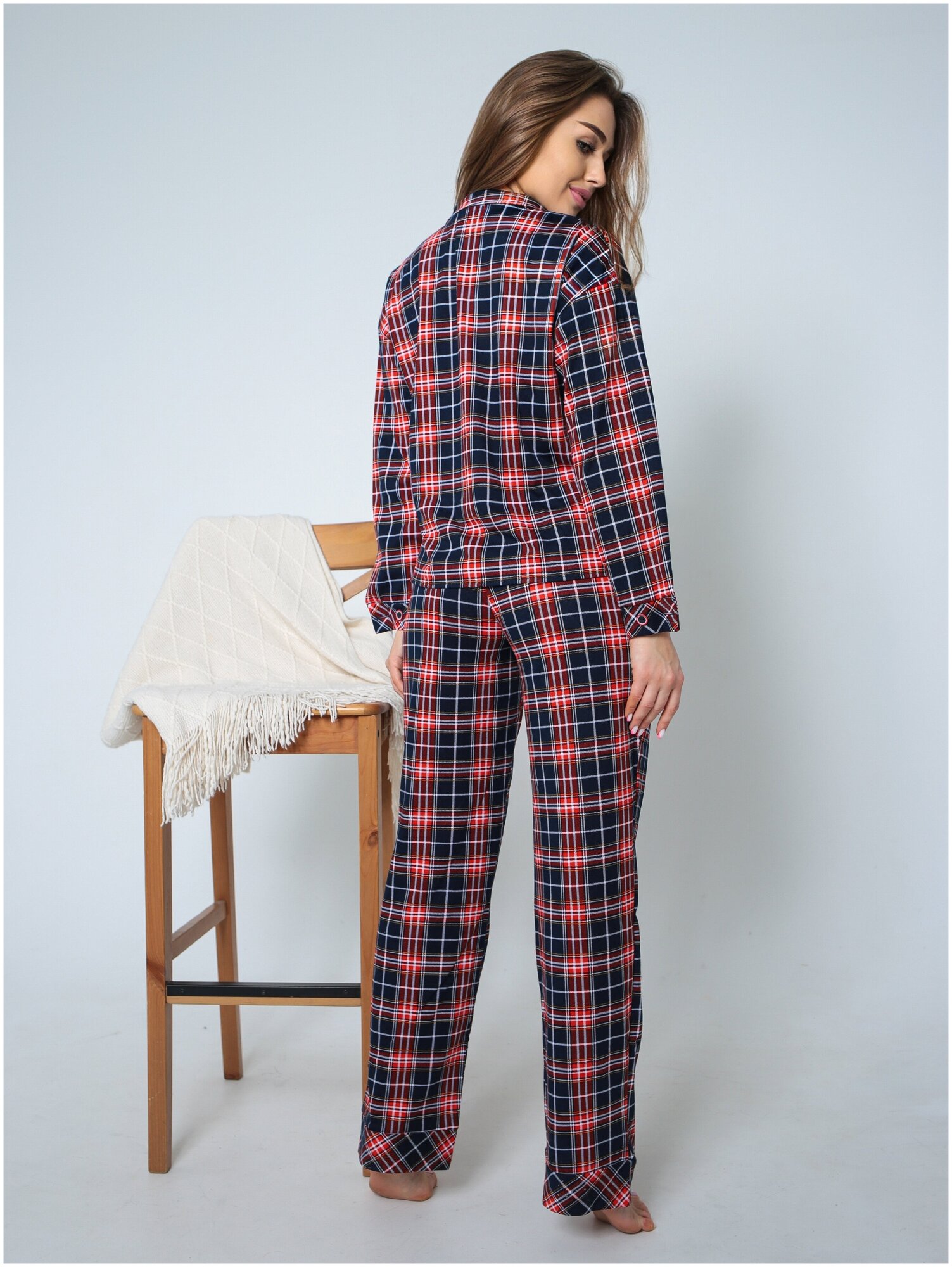 Женский костюм пижама, для дома, для сна, повседневный, София37, цвет темно-синий, размер 46 - фотография № 7