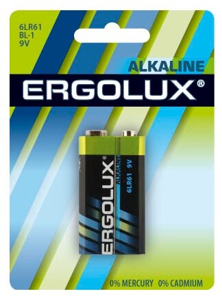 Батарейка Ergolux Alkaline Крона (6LR61 BL-1)