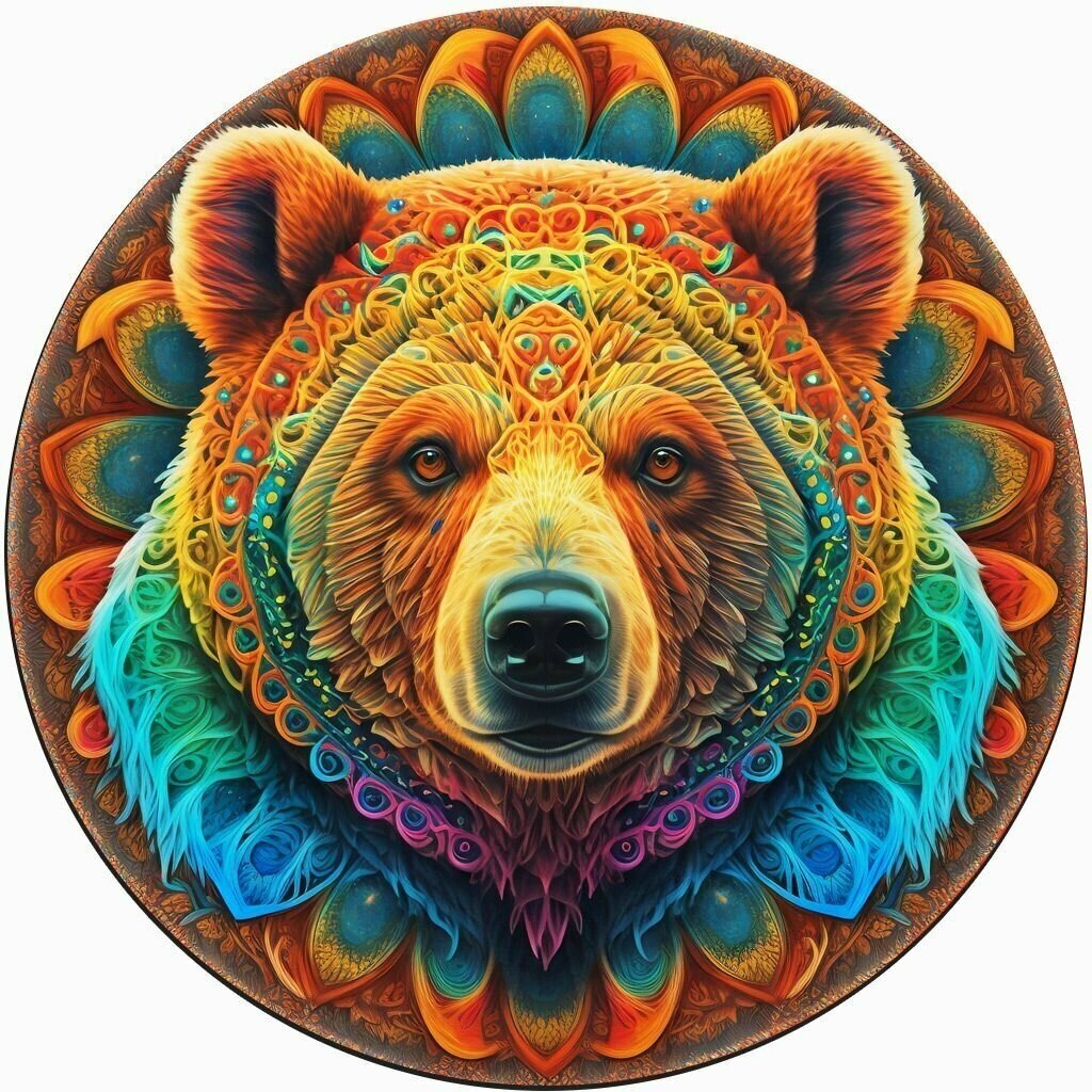 Деревянный пазл BoberBox "Мандала Медведь", 220 деталей