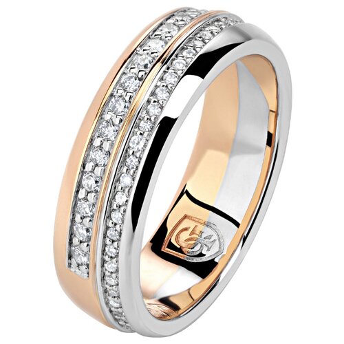 фото Эстет золотое кольцо из комбинированного золота с бриллиантами 01о660454, размер 15.5