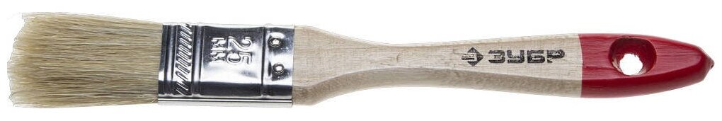 Малярная плоская кисть ЗУБР Универсал 25 мм 1 натуральная светлая щетина деревянная ручка (4-01001-025)
