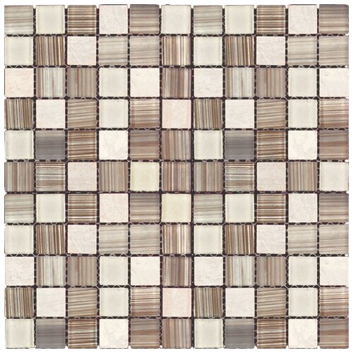 Мозаика из стекло мрамор Natural Mosaic MSD-428 коричневый бежевый квадрат