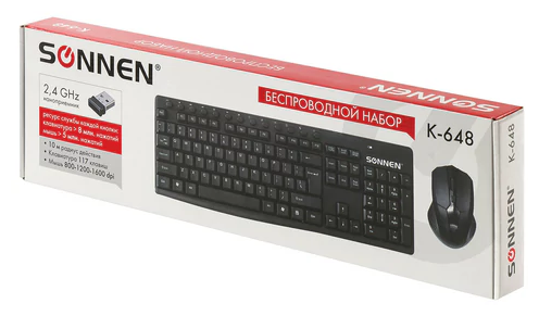 Комплект клавиатура + мышь SONNEN K-648, черный - фото №2
