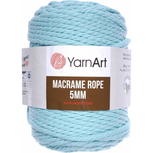 Пряжа YarnArt Macrame Rope 5mm мята (775), 60%хлопок/ 40%вискоза/полиэстер, 85м, 500г, 1шт