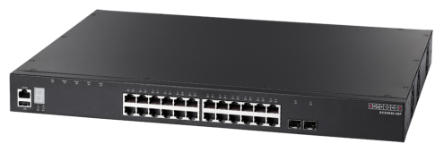 Коммутатор Edge-Core 24 x GE + 2 x 10G SFP+ ports + 1 x expansion slot (for dual 10G SFP+ ports) L3 Stackable Switch, w/ 1 x RJ45 console port, 1 x USB type A storage port, RPU connector, Stack up to 4 units,PoE Budget max. 410W