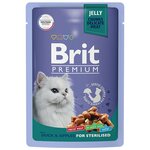 Пауч Brit Premium для взрослых стерилизованных кошек утка с яблоками в желе 85гр, 4шт - изображение