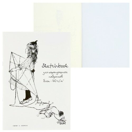 Скетчбук для набросков карандашом А4, 60 листов SKETCHBOOK GRAFO, блок 60 г/м2, микс скетчбук модный кот а4 60 листов