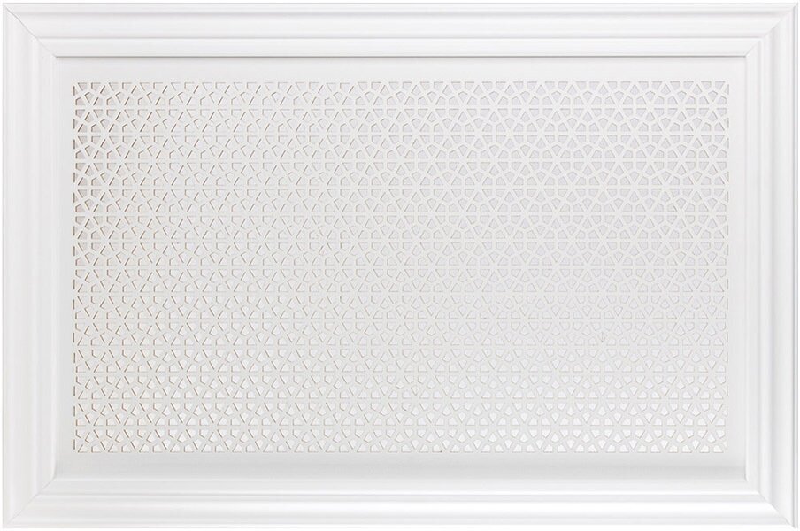 Экран для радиатора Классик, 610х910 мм, белый, перфорация Кристалл, рамка - фотография № 3