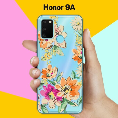 Силиконовый чехол на Honor 9A Оранжевые цветы / для Хонор 9А силиконовый чехол цветы оранжевые на honor 9a