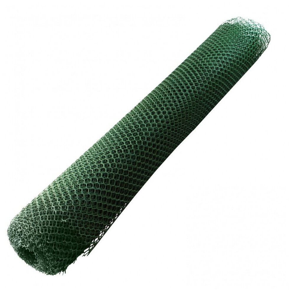 Решетка заборная в рулоне 2х25 м, ячейка 25х30 мм, пластиковая, зеленая 64545