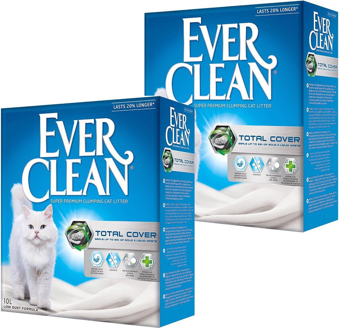 EVER CLEAN TOTAL COVER наполнитель комкующийся для туалета кошек с микрогранулами двойного действия (10 + 10 л)