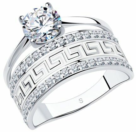 Кольцо Diamant online, серебро, 925 проба, фианит, эмаль