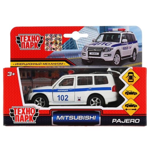 Машина металлическая Технопарк Mitsubishi Pajero полиция 12 см, открываются двери и багажник (SB-17-61-MP-P(W)-WB)