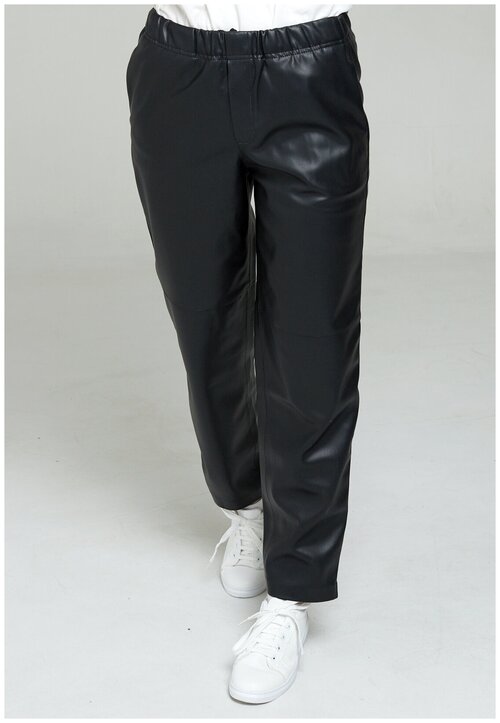 Брюки клеш  IRINA EGOROVA, прямой силуэт, повседневный стиль, пояс на резинке, утепленные, карманы, размер 50, черный