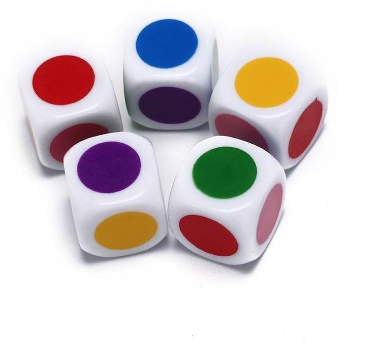Кубик игральный с цветными сторонами