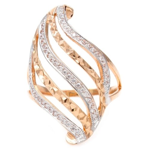 фото The jeweller кольцо из золота с фианитами и алмазной огранкой в виде лепестка 1-0642, размер 19.5