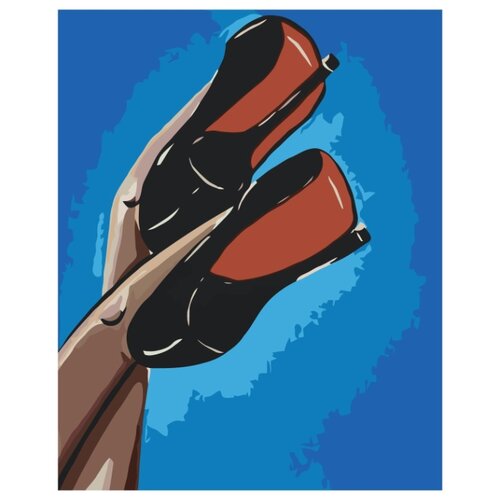 фото Черные туфли с красной подошвой раскраска картина по номерам на холсте ro265 40х50 живопись по номерам
