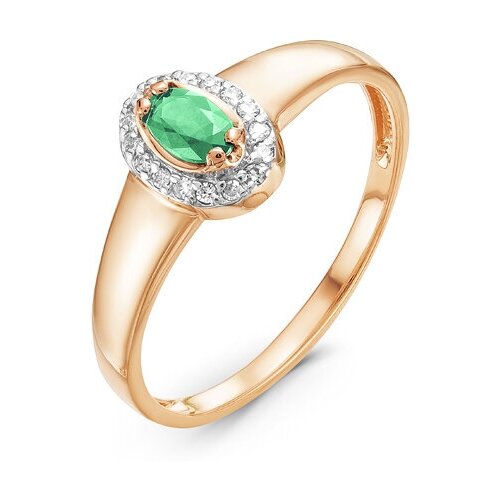 Кольцо Diamant online, красное золото, 585 проба, изумруд, бриллиант, размер 18, зеленый, бесцветный кольцо diamant online золото 585 проба изумруд бриллиант размер 18 зеленый бесцветный