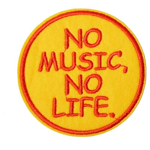 Термоаппликации No music, no life, 10 штук, 83х83 мм