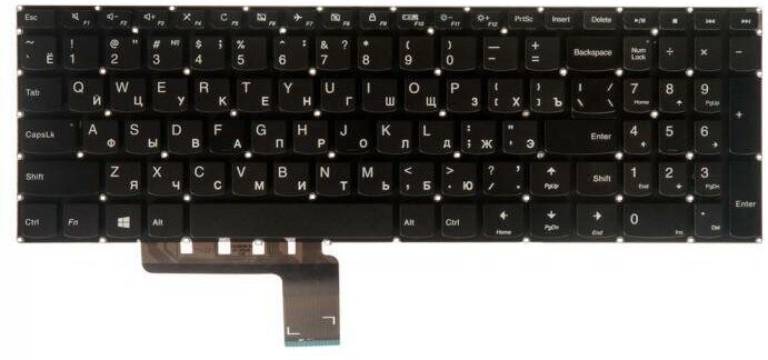 Клавиатура для ноутбука Lenovo IdeaPad 310-15ISK (черная без рамки) Гор Enter