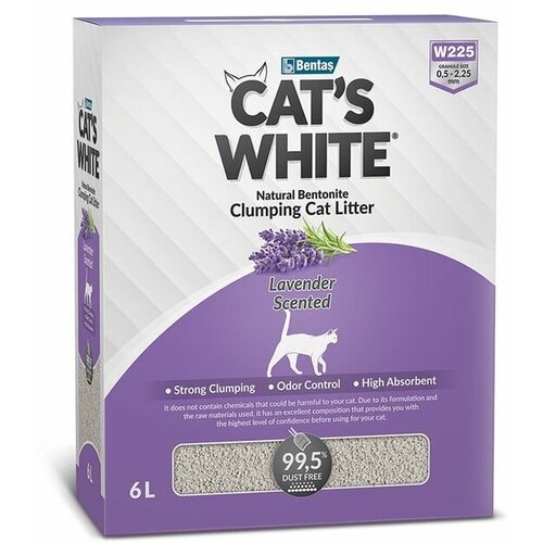 Cats White BOX Lavender Наполнитель комкующийся с ароматом лаванды, коробка 6л