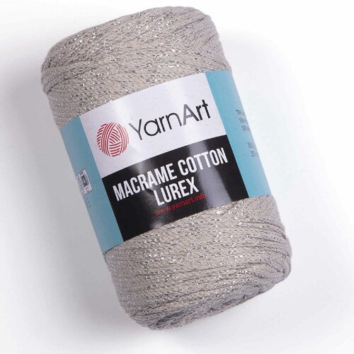 Пряжа YarnArt Macrame cotton lurex бежевый-серебро (725), 75%хлопок/13%полиэстер/12%металлик, 205м, 250г, 5шт