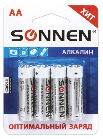 Батарейка Sonnen AA/LR06 (1.5 В) алкалиновая (блистер, 4шт.) (451085)