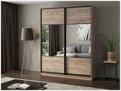 Изображение товара Шкаф-купе Матэрна лофт крафт серый комбинированный 190х45х240 см