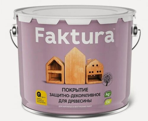 Изображение товара Faktura / Фактура покрытие (9л) защитно-декоративное с льняным маслом, ионами серебра, белый дуб (Фактура )