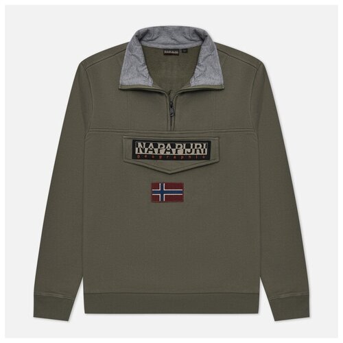 Мужская толстовка Napapijri Burgee Half Zip оливковый, Размер L