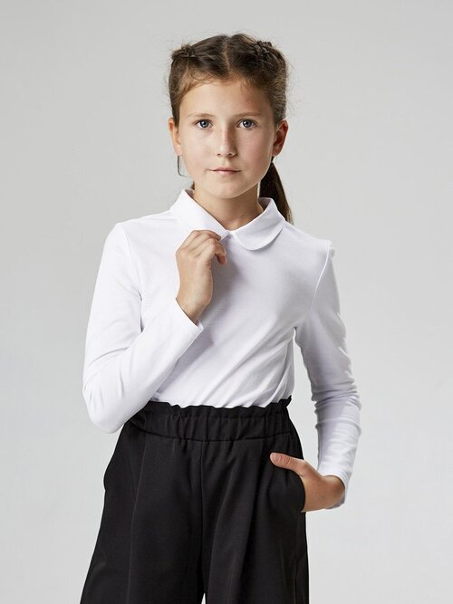 Блузка для девочки - Белый - Без рисунка , размер 128