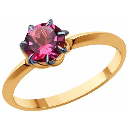 Кольцо Diamant, красное золото, 585 проба, родолит, размер 18.5