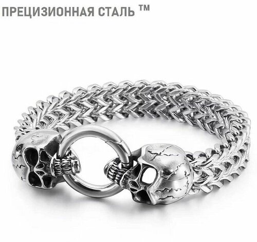 Жесткий браслет Sharks Jewelry, размер 21 см, серебряный