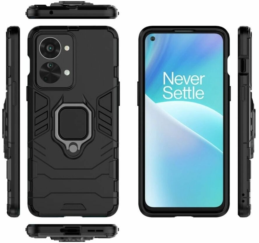 Brodef Ring Противоударный чехол с кольцом для OnePlus Nord 2T 5G черный — фото 1