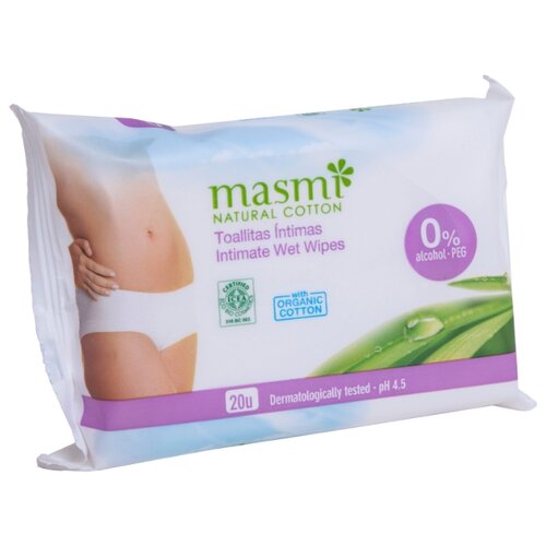 Влажные салфетки Masmi Natural Cotton, для интимной гигиены 20 штук