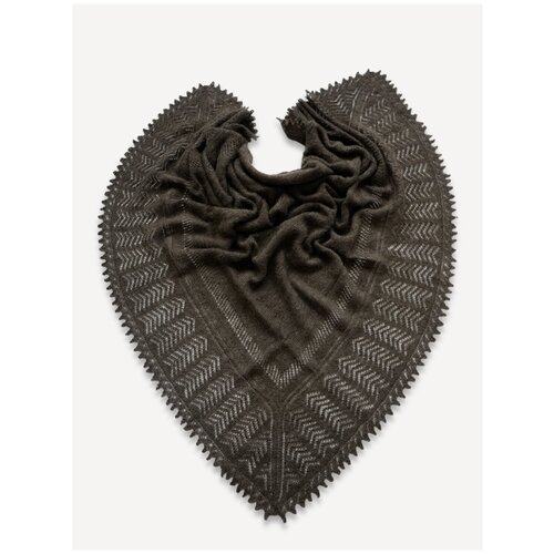 Шаль Оренбургский пуховый платок, вязаная, ручная работа, 125х125 см, серый
