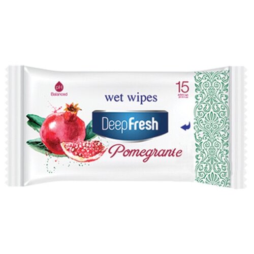 Deep Fresh Унисекс Pomegranate Wet Wipes Гранат Влажные салфетки 15шт