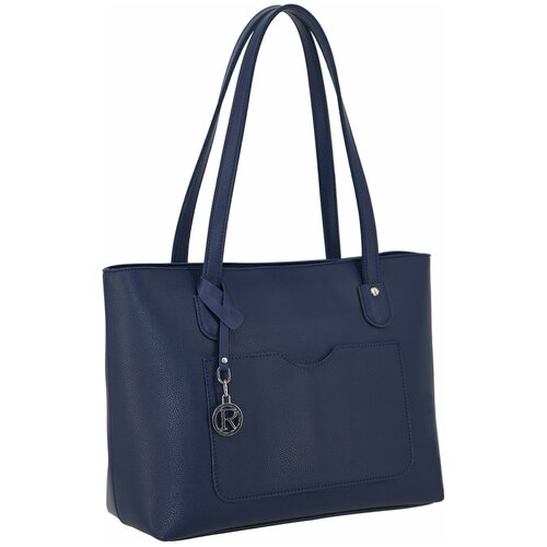 Женская сумка из мягкой экокожи деловая РИОН+ (RION+) R626, A4+ формат (большая), 15 литров, на молнии, синяя