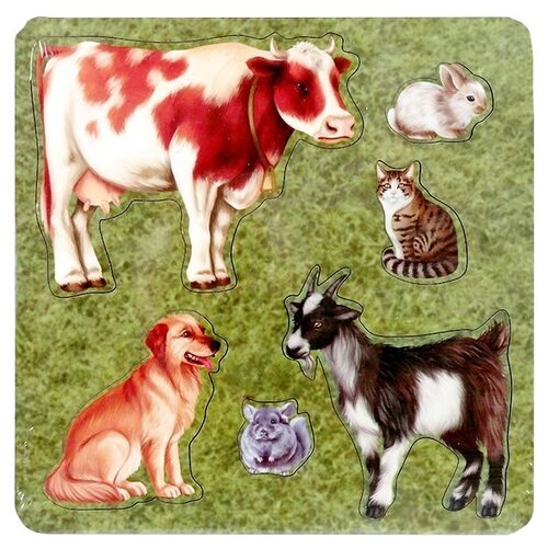 Рамка-вкладыш «Домашние животные. Корова» деревянные игрушки рамка вкладыш домашние животные