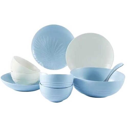 Набор керамической посуды Xiaomi SONGFA Planting Shadow Relief Leaf Ceramic Tableware 9 приборов